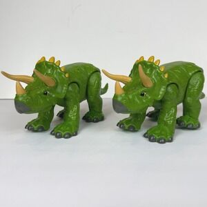 Set of 2 Imaginext Triceratops Dinosaur Action Figures 9" Fisher Price 2011